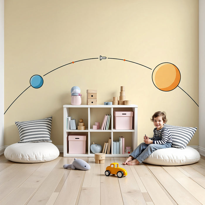 Papier peint chambre enfant | Univers spatial avec planètes colorées