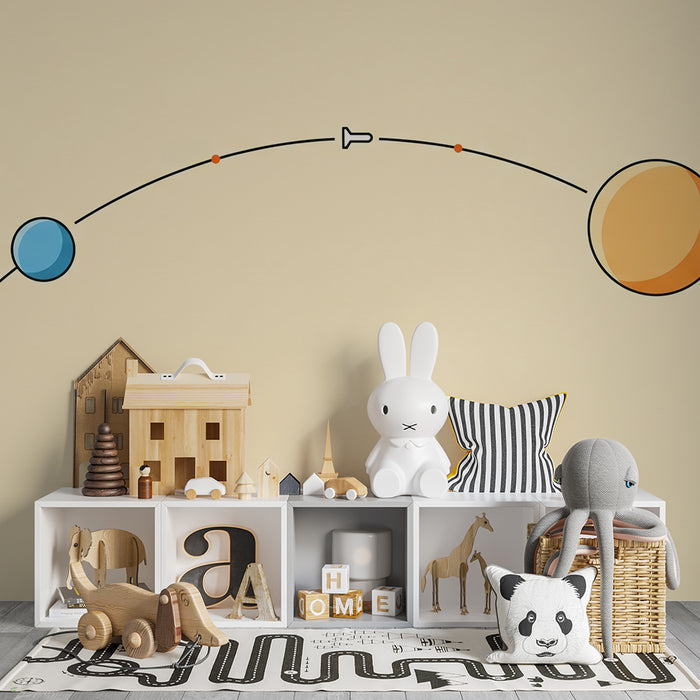 Papier peint chambre enfant | Univers spatial avec planètes colorées