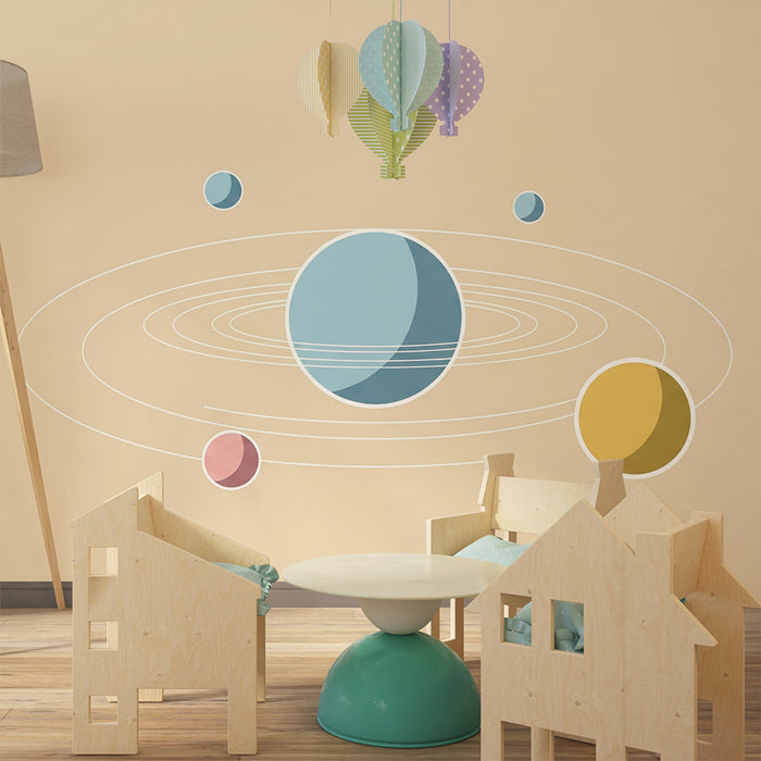 Barntapet | Rymduniversum med färgglada planeter