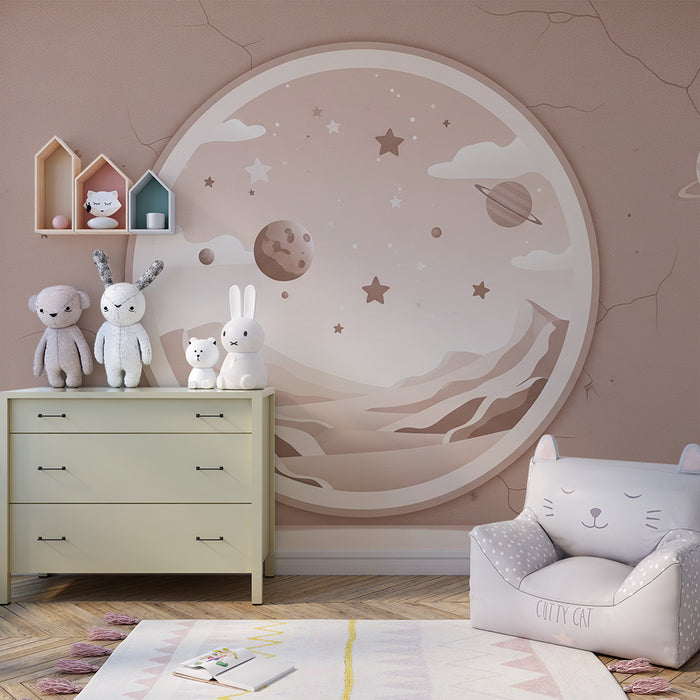 Papier peint chambre enfant | Univers spatial avec planètes et étoiles