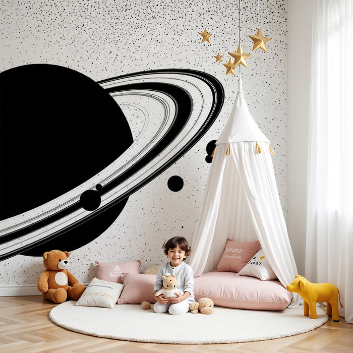 Papier peint chambre enfant | Univers spatial avec planètes et étoiles