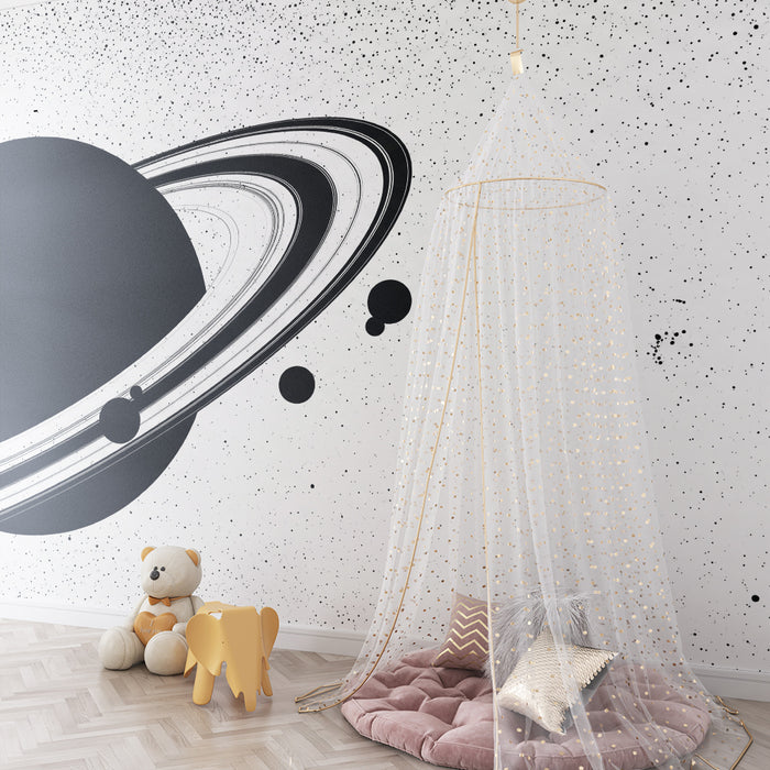 Papier peint chambre enfant | Univers spatial avec planètes et étoiles