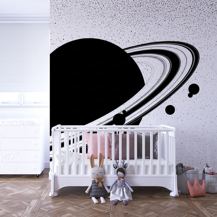 Papier peint chambre enfant | Univers spatial avec planètes et étoiles