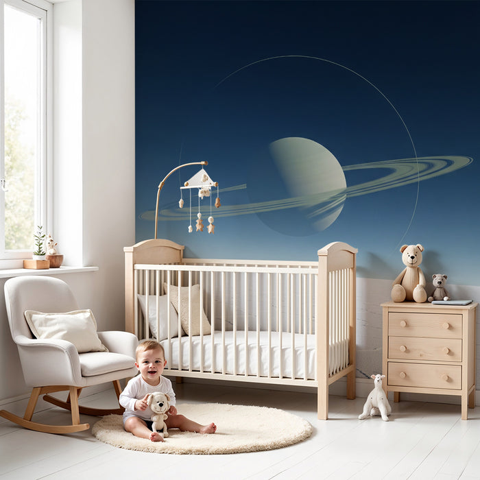 Tapety dla dzieci | Kosmiczny motyw z Saturnem i gwiaździstym niebem