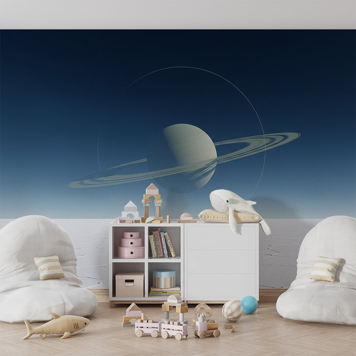 Tapety dla dzieci | Kosmiczny motyw z Saturnem i gwiaździstym niebem