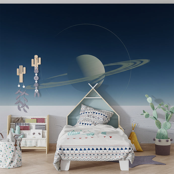 Tapety dla dzieci | Kosmiczny motyw z Saturnem i gwiaździstym niebem