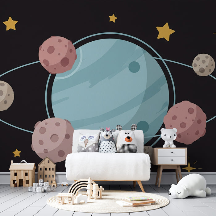 Kinderzimmer Tapete | Bunter Weltraum