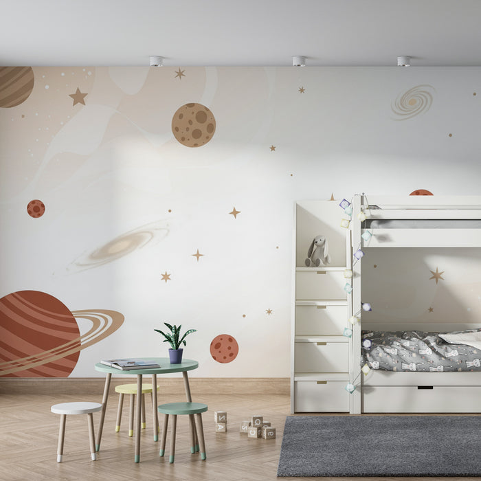 Kinderzimmer Tapete | Weltraum und bunte Planeten