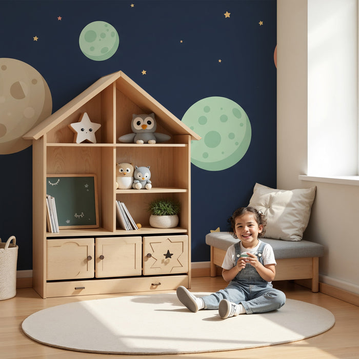 Papel pintado infantil | Universo espacial lleno de planetas coloridos
