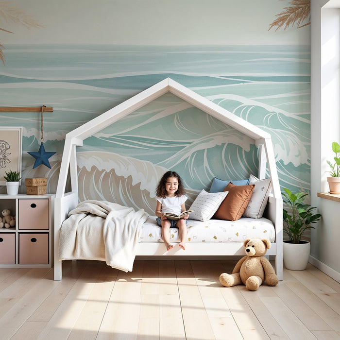 Kinderzimmer Tapete | Beruhigende Wellen und Meereslandschaften in sanften Tönen