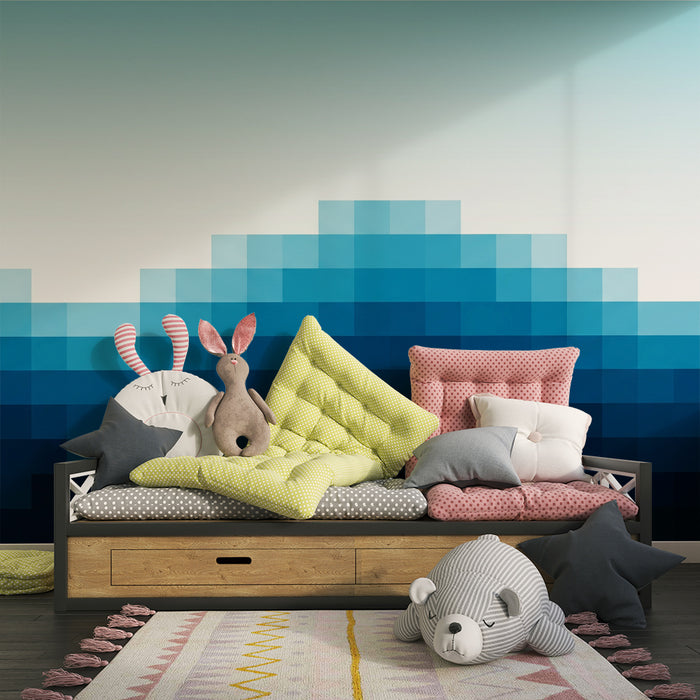 Papel de parede para quarto de criança | Ondas azuis tranquilas e céu claro
