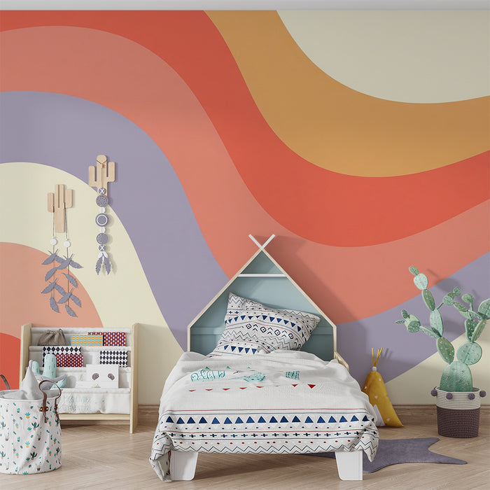 Behang kinderkamer | Kleurrijke golven in zachte, rustgevende tinten