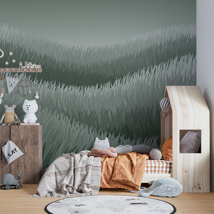 Papel de parede criança | Ondas de vegetação calmante e moderna