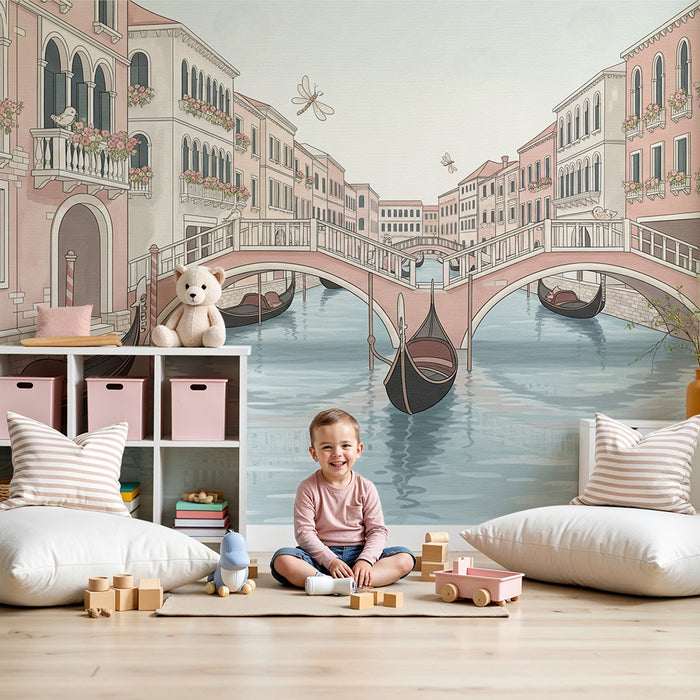 Behang kinderkamer | Romantisch Venetië met gondels en rustige grachten
