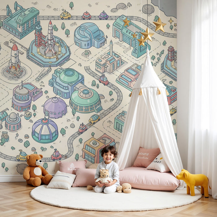 Kinderzimmer Tapete | Spielen Sie Space City