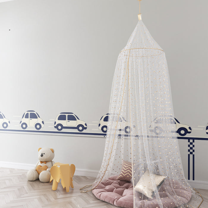 Tapeta do pokoje dítěte | Stylizovaná auta v pohybu na světlém pozadí