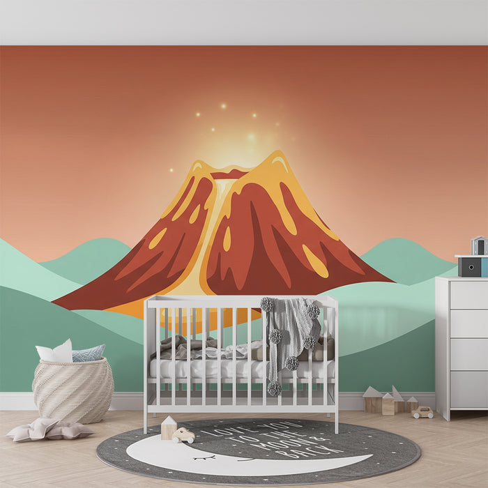 Detská izba tapeta | Vulkán a zlatá lava