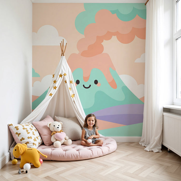 Barntapet | Glada vulkaner och pastelllandskap