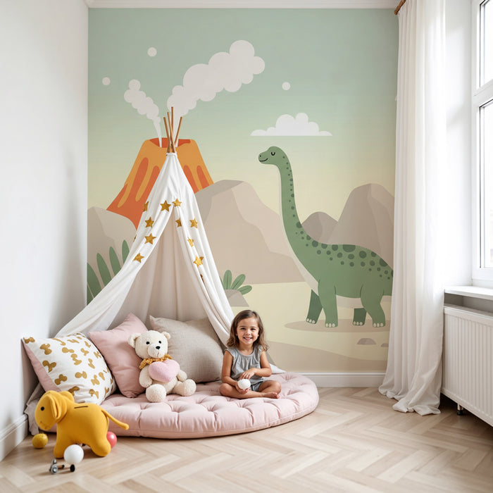Papier peint chambre enfant | Voyage au temps des dinosaures