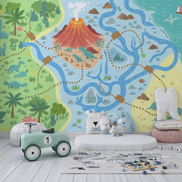Papel pintado infantil | Viaje en el tiempo de los dinosaurios