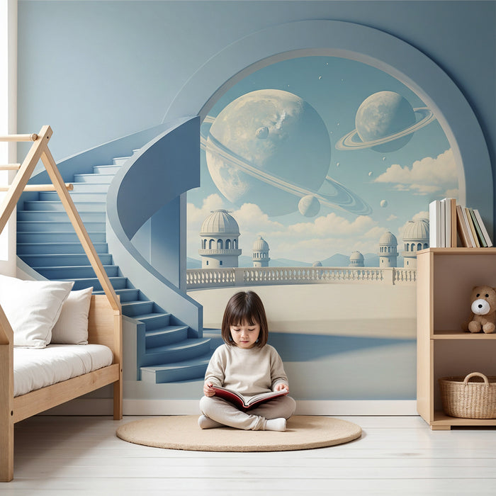Papier peint chambre enfant | Voyage intergalactique parmi les planètes et les étoiles