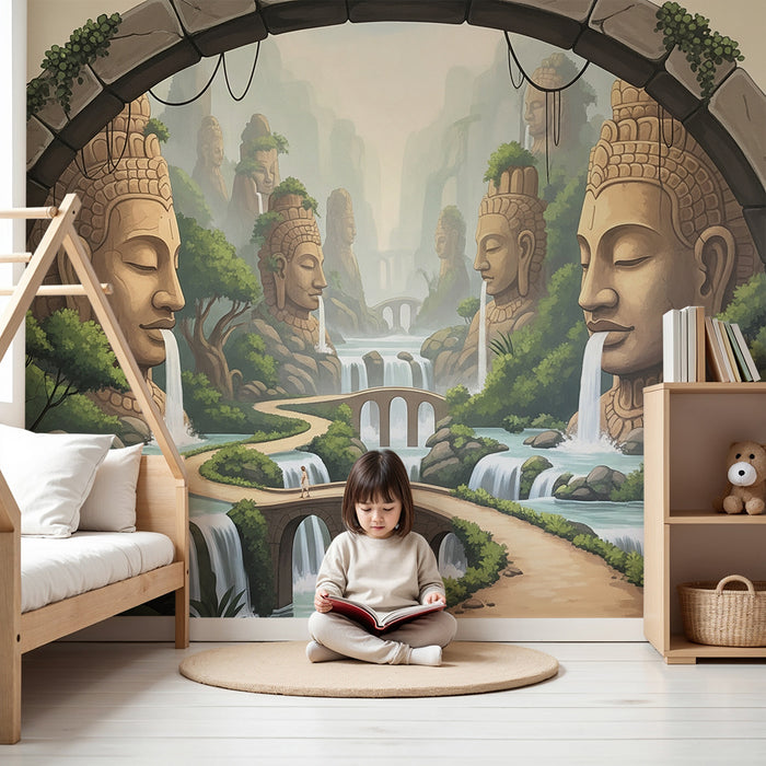 Ecco la traduzione richiesta:

Carta da parati per camera bambini | Viaggio mistico nel cuore della natura con statue di Buddha