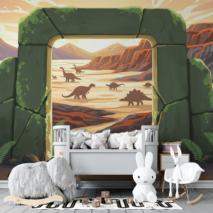 **Barneveggtapet | Forhistorisk reise med dinosaurer og majestetiske landskap**