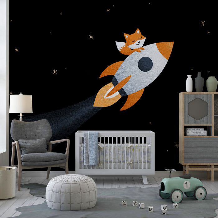 Papel de parede criança | Космическо пътешествие с лисица и ракета