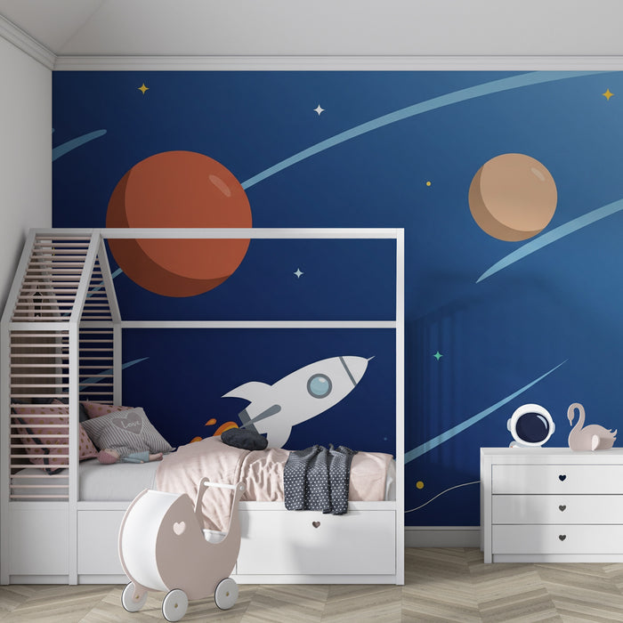 Kinderzimmer Tapete | Weltraumreise und interstellares Abenteuer