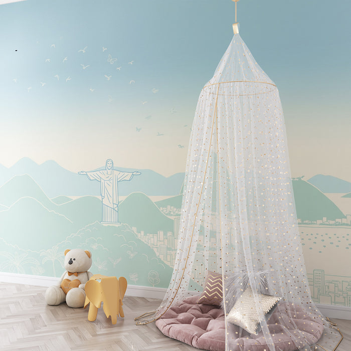 Papel de parede infantil | Vista panorâmica do Rio com o Cristo Redentor e montanhas
