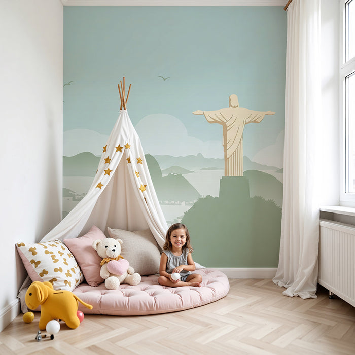 Children's bedroom wallpaper | Panoramic view of Christ the Redeemer and Rio Bay