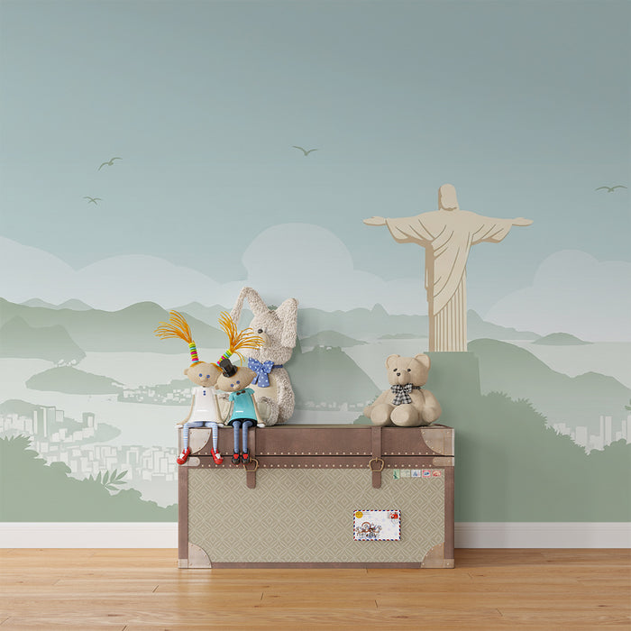 Children's bedroom wallpaper | Panoramic view of Christ the Redeemer and Rio Bay