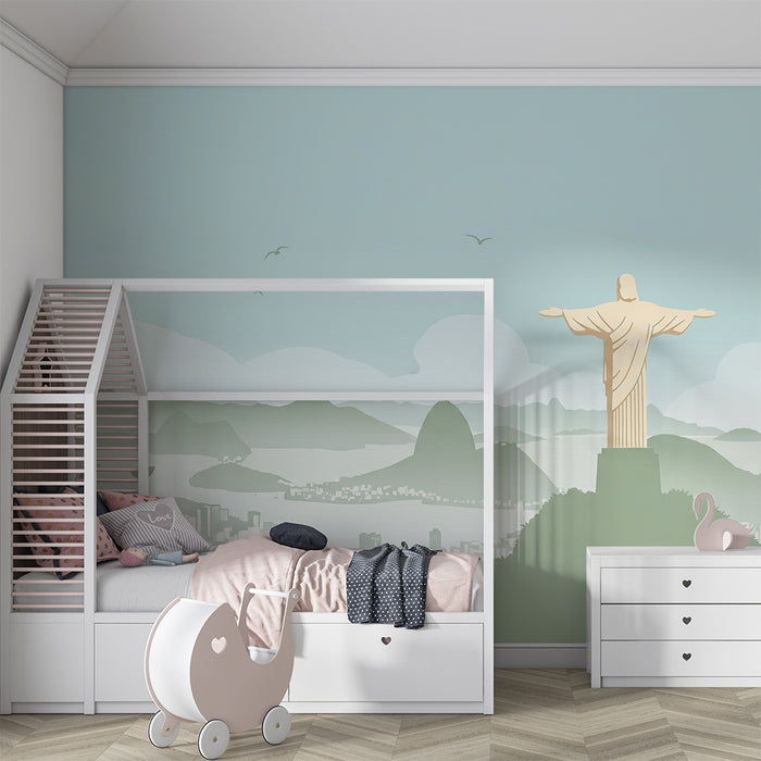 Children's bedroom wallpaper | Panoramic view of Christ the Redeemer and Rio Bay
