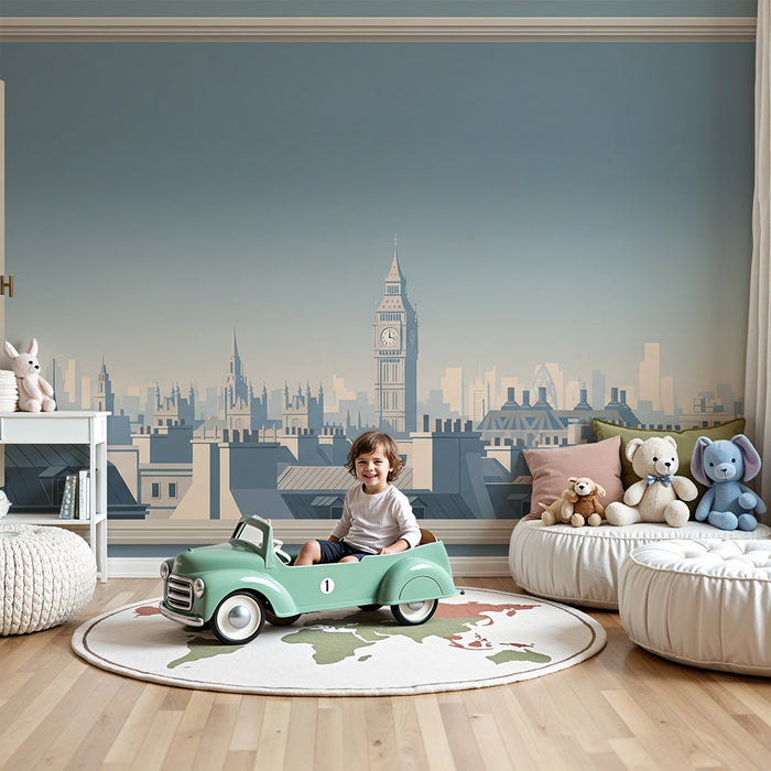 Papier peint chambre enfant | Vue panoramique sur Londres avec Big Ben