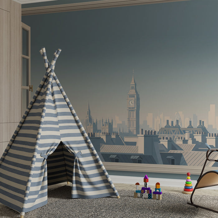 Papier peint chambre enfant | Vue panoramique sur Londres avec Big Ben