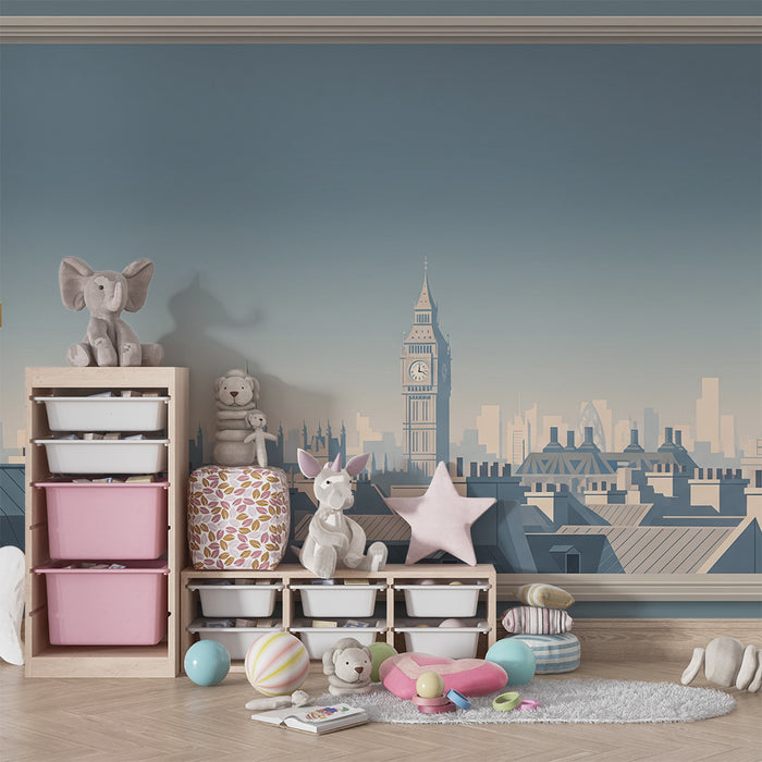 Papier peint chambre enfant | Vue panoramique sur Londres avec Big Ben