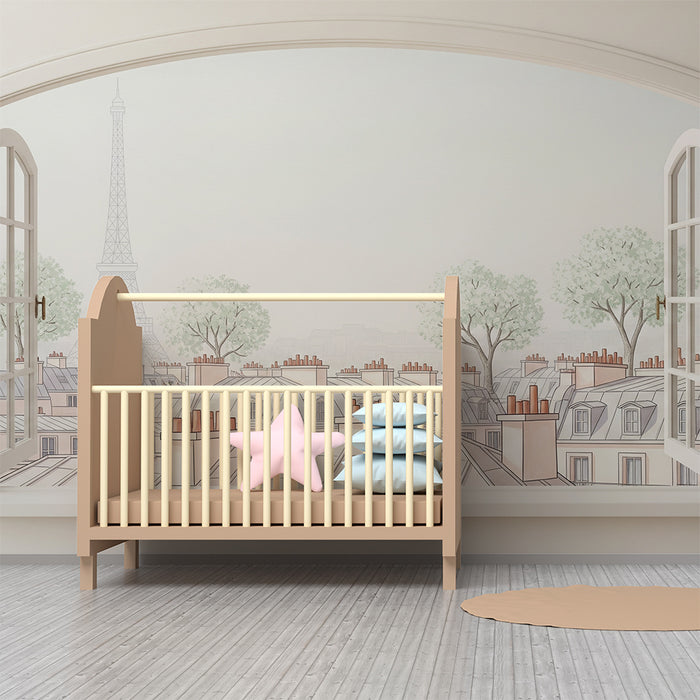 Papier peint chambre enfant | Vue romantique de Paris avec la Tour Eiffel