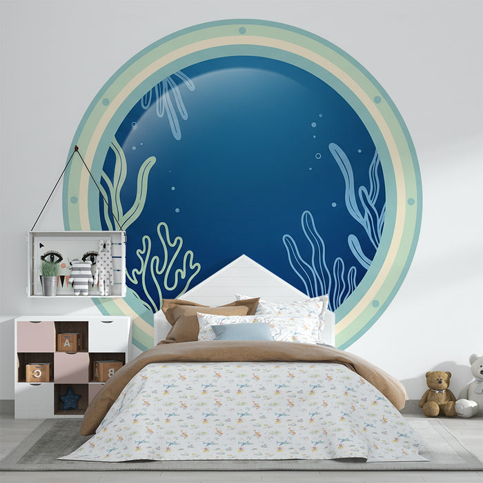 Papier peint chambre enfant | Vue sous-marine avec coraux et bulles d'eau