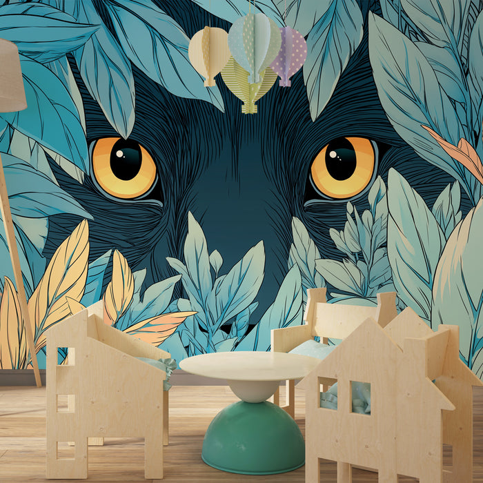 Kids room wallpaper | Misteriozne oči živali v džungli