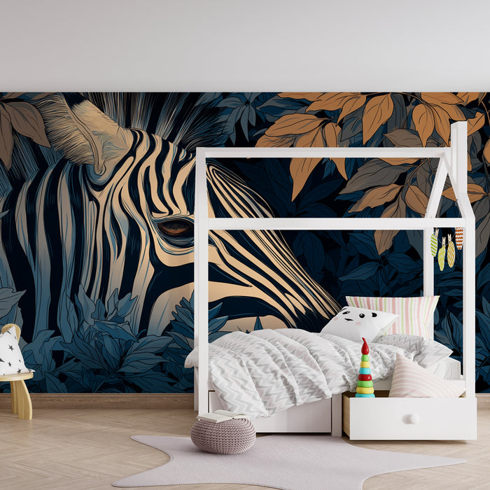Papier peint chambre enfant | Zebra cachée dans la jungle