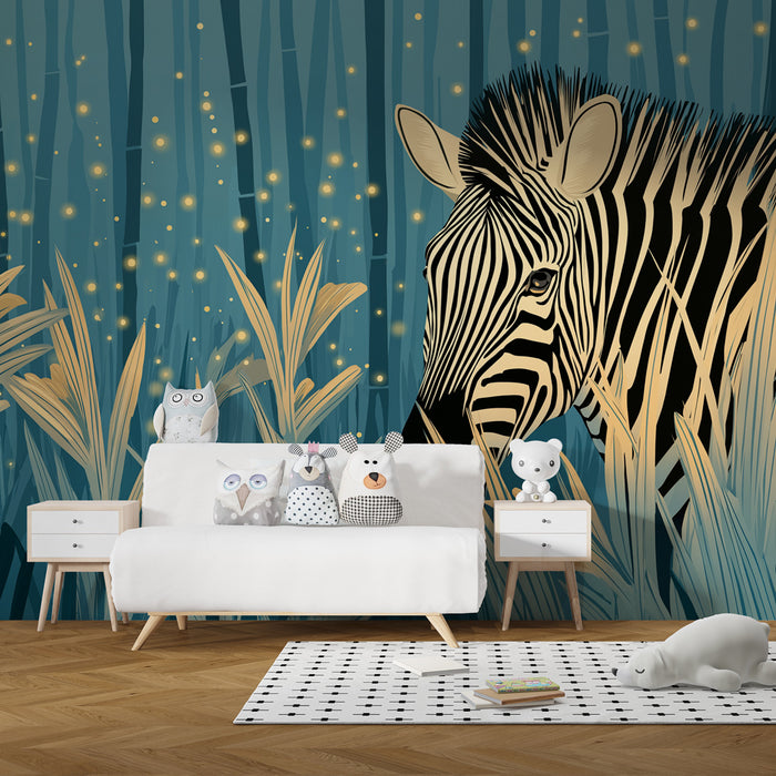 Papier de parede otroška soba | Zebra v očarljung džungli