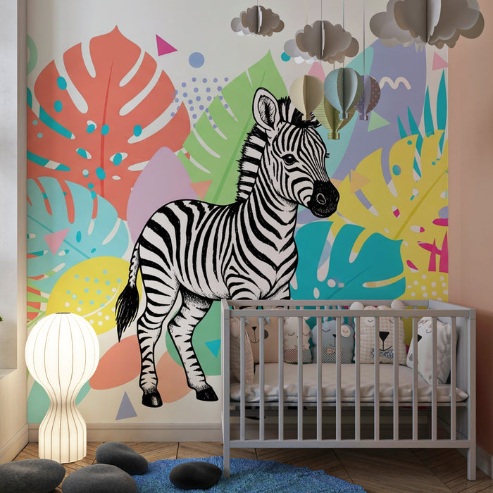 Dětská tapeta | Zebra v barevné džungli