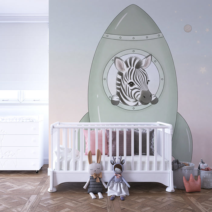 Carta da parati bambini | Zebra avventuriera nello spazio