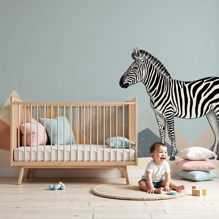 Gyermekszoba tapéta | Méaj előtt stilizált hegyek