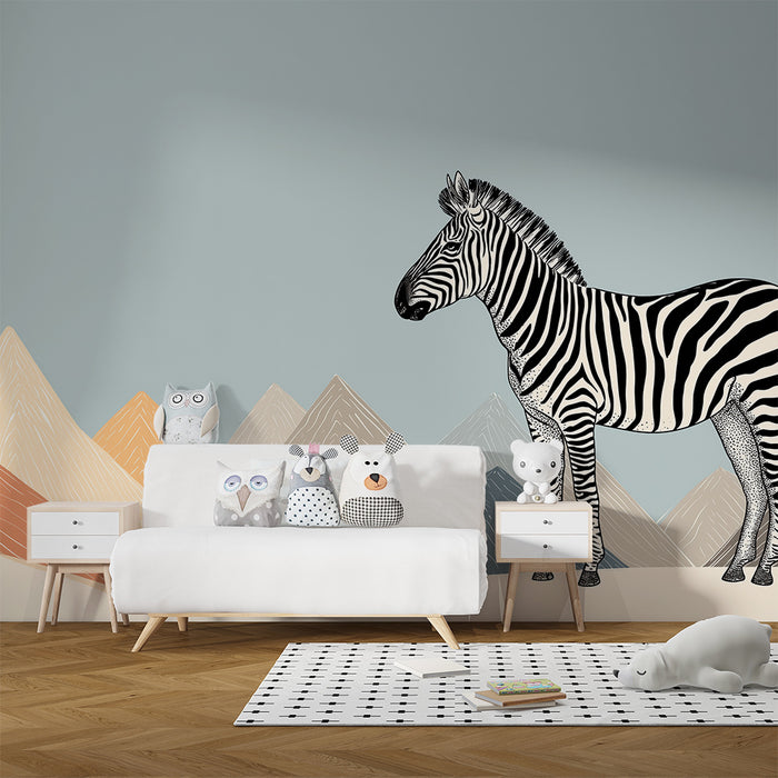 Gyermekszoba tapéta | Méaj előtt stilizált hegyek