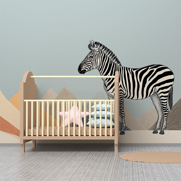 Gyermekszoba tapéta | Méaj előtt stilizált hegyek