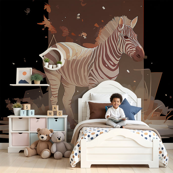 Barntapet | Stiliserad zebra i en modern miljö