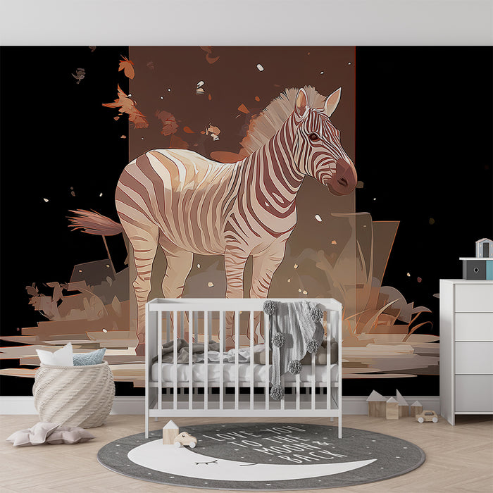 Barntapet | Stiliserad zebra i en modern miljö