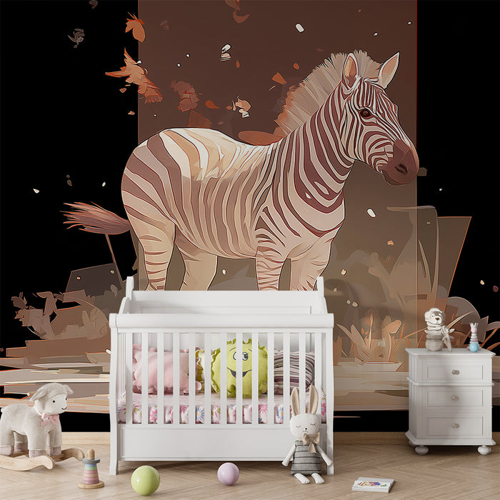 Barntapet | Stiliserad zebra i en modern miljö