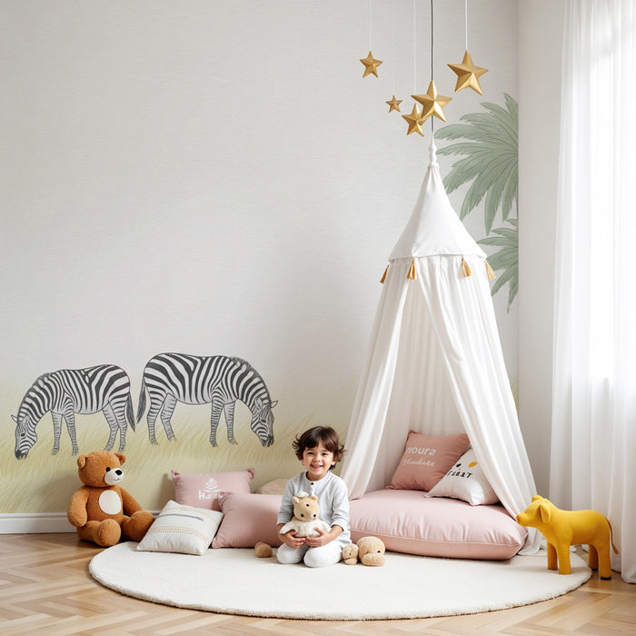 Kinderkamer behang | Zebra's in de savanne